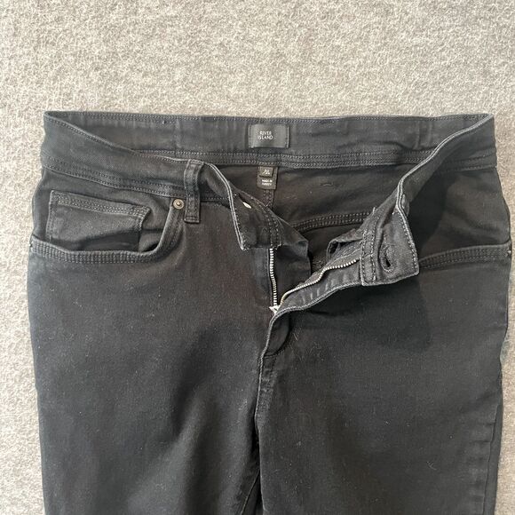 RIVER ISLAND Men's Mid-Rise Slim Tapered JIMMY Black Denim Jeans Size 30/32 x26 - Picture 4 of 16